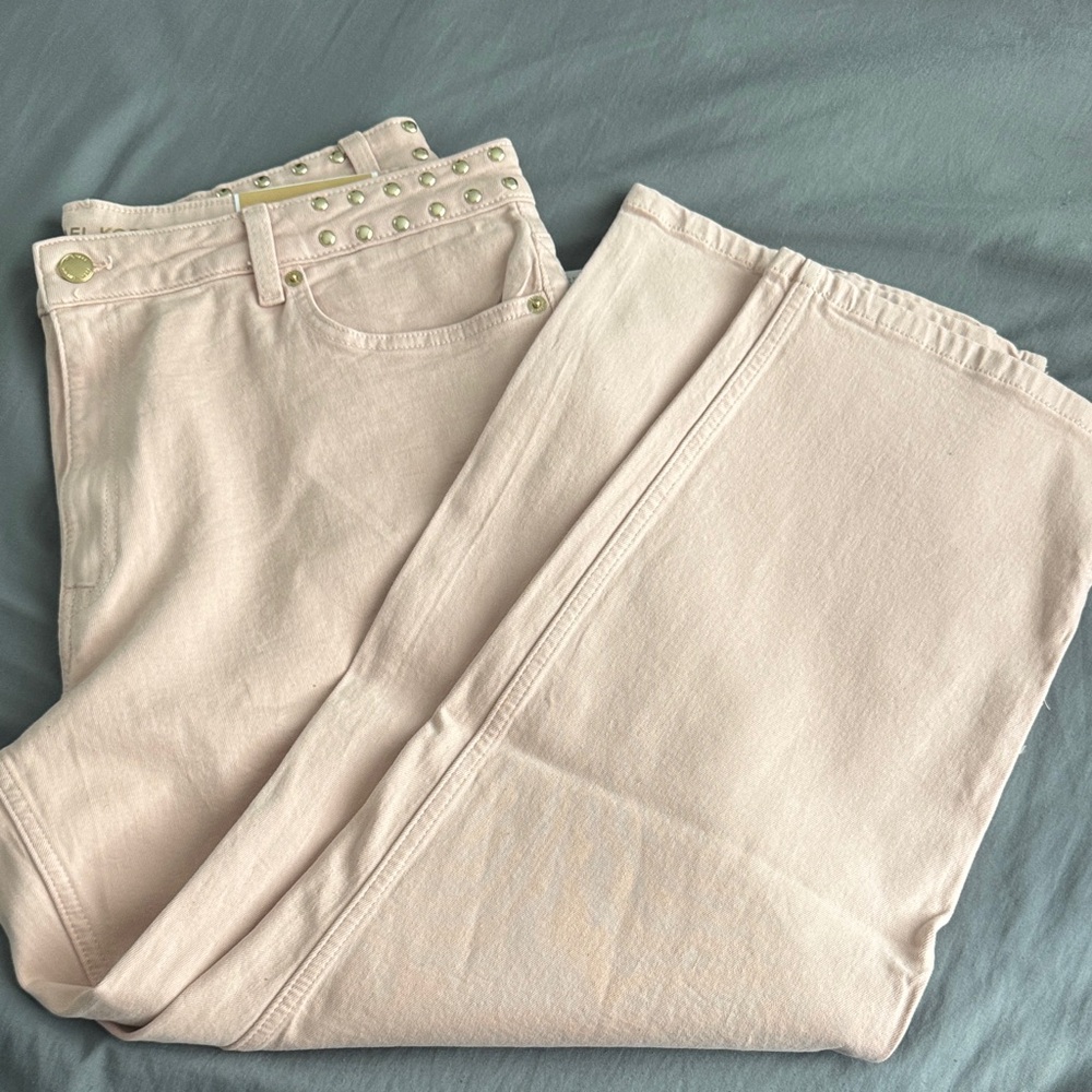 MICHAEL Michael Kors Selma Straight Ankle Womens Jeans (Size: 14) Slight Pink.